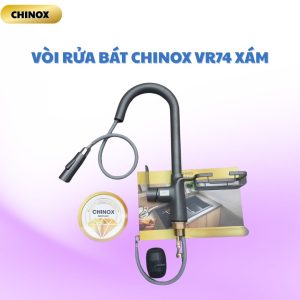 Vòi rửa bát dây rút kèm kệ để đồ CHINOX VR74 ( đen/xám ghi)