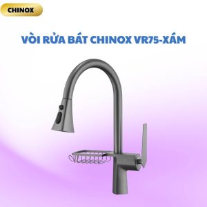 Vòi rửa bát rút vuông kèm kệ CHINOX VR75 ( xám ghi)