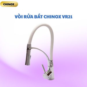 Vòi rửa bát silicon rút cài CHINOX VR21 -dây da màu trắng