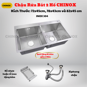 Chậu 2 hố cân CHINOX CR04 - 72x45cm, 78x43cm,  82x45cm,
