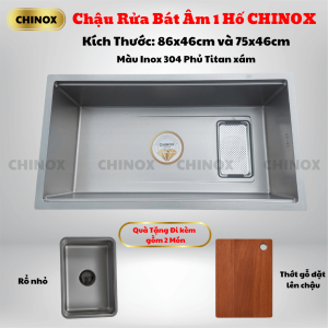 Chậu rửa bát 1 hố âm bàn  CHINOX CR126 ( 86x46cm , 75x46cm)
