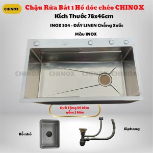 Chậu rửa bát 1 hố inox 304 CHINOX CR92 - 78x46cm