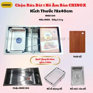 Chậu rửa bát 1 hố âm bàn CHINOX CR113 - 78x40cm