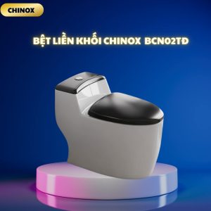 Bệt liền khối dáng ovan nắp dầy CHINOX BCN02TĐ - Trắng Đen
