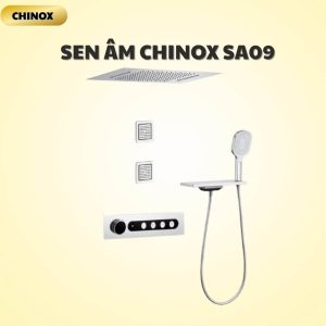 Sen âm trần 2 mắt phun massage tăng cường, vòi kèm kệ để đồ thông minh CHINOX SA09