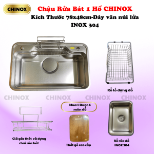 Chậu rửa bát hố tròn CHINOX CR133 – 78x48cm
