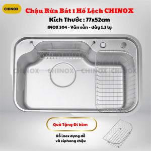 Chậu rửa bát hố tròn lệch CHINOX CR135 – Kích Thước 77x52cm